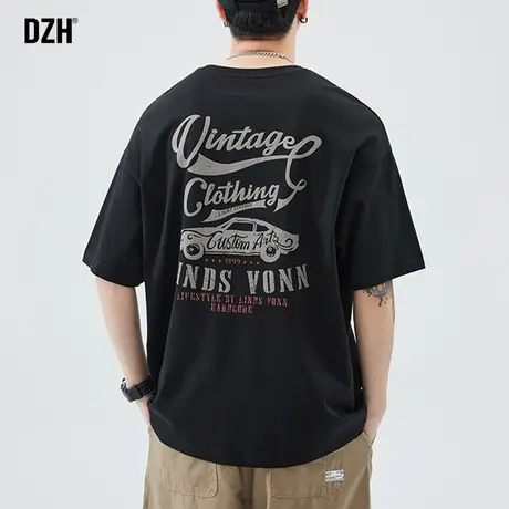 男士印花t恤潮牌短袖美式高街衣服男生夏季纯棉半袖体恤宽松内搭商品大图