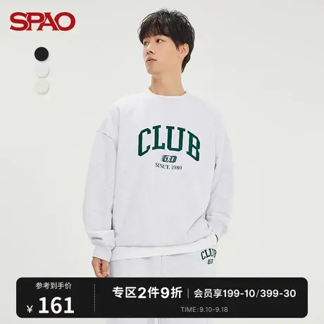 SPAO男士卫衣秋冬季新款时尚休闲圆领字母印花套头卫衣SPMWC12H11商品大图