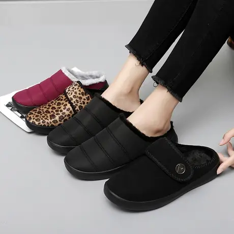 老北京布鞋女加绒棉拖鞋秋冬外穿防滑妈妈包头半拖棉鞋大码41一43商品大图