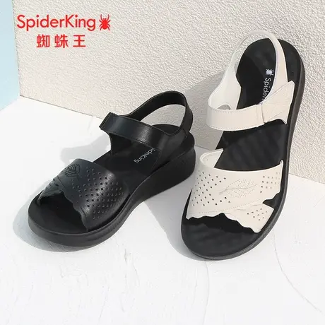 SPIDER KING/蜘蛛王凉鞋女真皮2023夏季商场同款老人鞋魔术贴软底商品大图