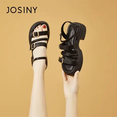 Josiny/卓诗尼凉鞋女春季2024新款仙女风运动凉拖厚底罗马单鞋女商品大图