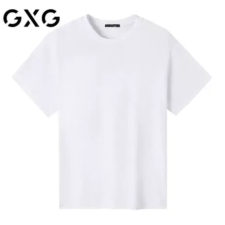 【新品】GXG男装 2022夏季经典休闲潮流白色宽松圆领短袖T恤男潮商品大图