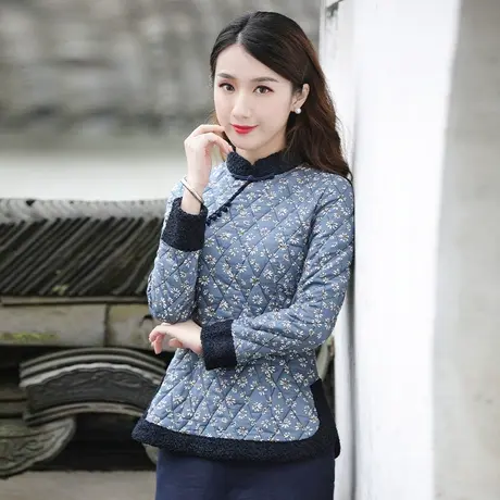 筠雅冬季唐装小棉袄旗袍式上衣加厚保暖棉衣棉服复古盘扣中式女装商品大图
