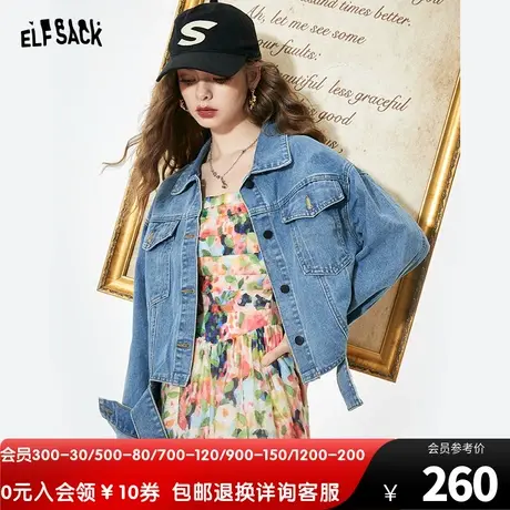 妖精的口袋复古牛仔短外套女2023秋季新款宽松显瘦百搭短款上衣潮商品大图