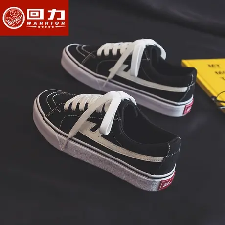 回力黑色帆布鞋子女2022年新款秋季潮鞋韩版百搭ulzzang情侣板鞋商品大图