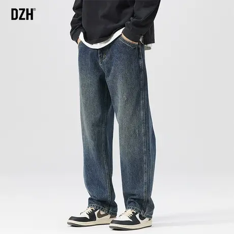 男士深蓝色大码牛仔裤男春秋款2023年新款休闲裤直筒垂感长裤男款商品大图