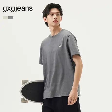gxg.jeans男装 多色满印设计潮流时尚宽松圆领短袖T恤男 25夏新品图片