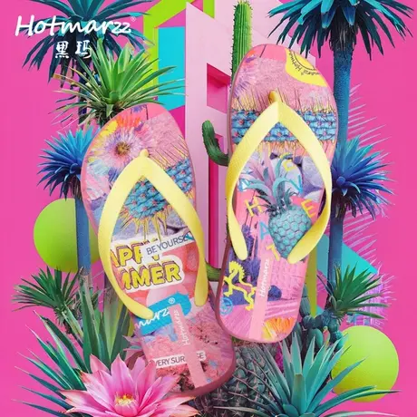 hotmarzz/黑玛人字拖女海边沙滩防滑外穿夹角舒适休闲沙滩凉拖鞋商品大图