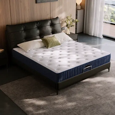 顾家家居头层牛皮双人齐边鹅毛真皮床架DS8575B【套餐】商品大图