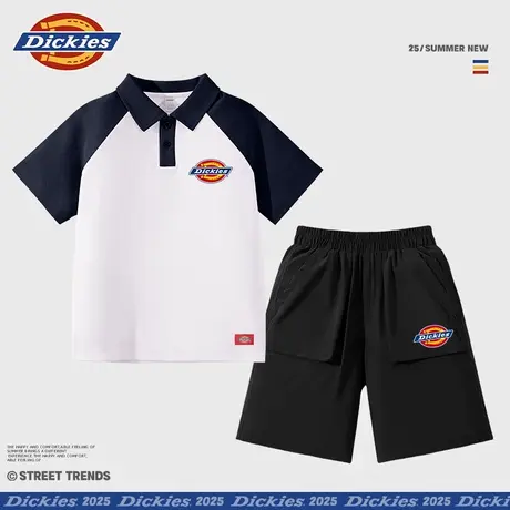 Dickies童装男童夏装套装儿童2025新款学院风两件套男孩polo衫潮A图片