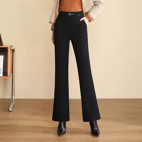 高腰喇叭裤女2023新款秋冬加绒厚款通勤微喇西装长裤显瘦休闲裤子商品大图