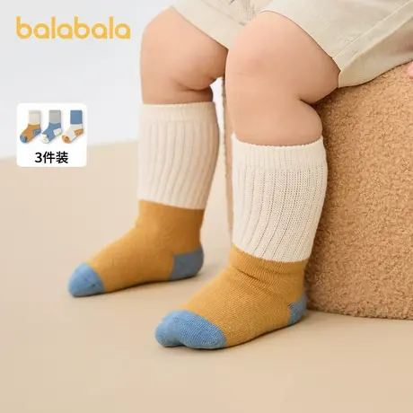 巴拉巴拉宝宝中筒袜子棉秋季新款男女童新生婴儿童袜不勒腿三双装图片