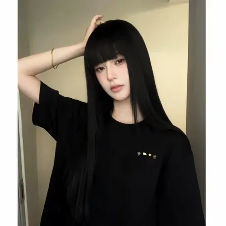 小众ins风设计感宽松黑色落肩t恤女短袖宽松显瘦重磅纯棉半袖上衣图片