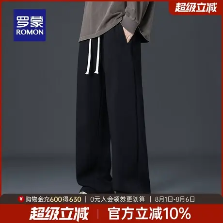 罗蒙男士户外运动休闲裤2025秋季新款抽绳时尚潮流百搭简约长裤男商品大图