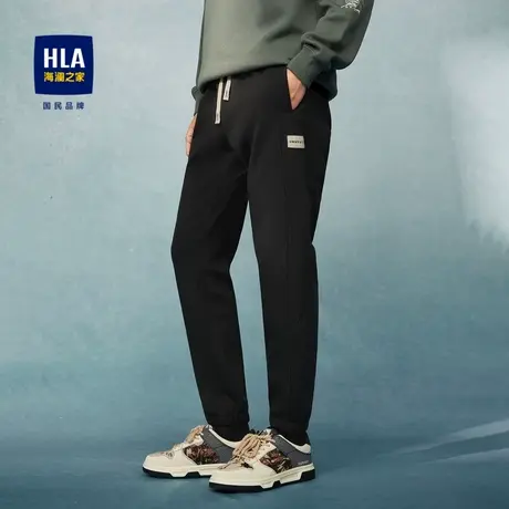 HLA/海澜之家抽绳松紧腰休闲裤2023秋季新款舒适弹力宽松锥形裤男商品大图