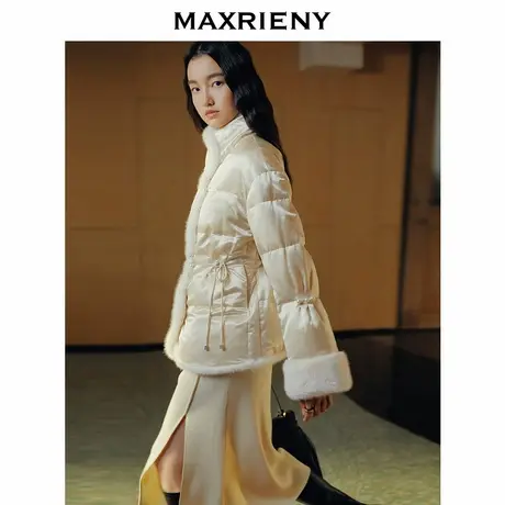 【商场同款】MAXRIENY中式复古边缘毛条羽绒服24冬新款保暖外套女商品大图
