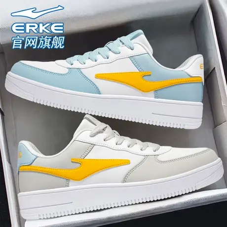erke/鸿星尔克男鞋厚底空军一号小白鞋2025新款皮面运动休闲鞋男商品大图