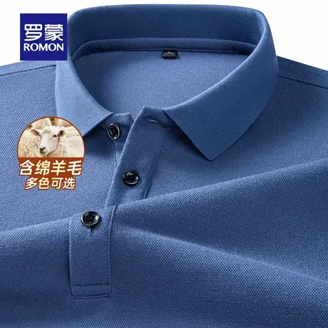 【含绵羊毛】罗蒙男士商务长袖POLO衫2025秋季新款翻领打底T恤衫商品大图