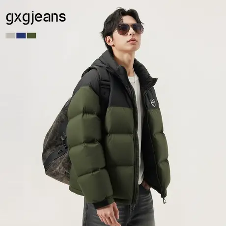 gxg.jeans男装 多色拼接设计宽松休闲短款立领羽绒服外套25冬新品商品大图