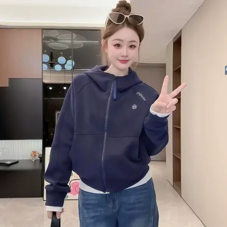美式慵懒chic连帽卫衣外套女2025新款秋季时尚洋气小个子短款上衣商品大图