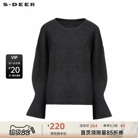 sdeer圣迪奥女装罗纹圆领喇叭袖宽松针织衫S244Z3501商品大图