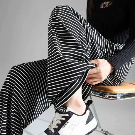 唐狮春秋新款女休闲裤宽松直筒阔腿裤显瘦百搭黑工装长裤 TD商品大图