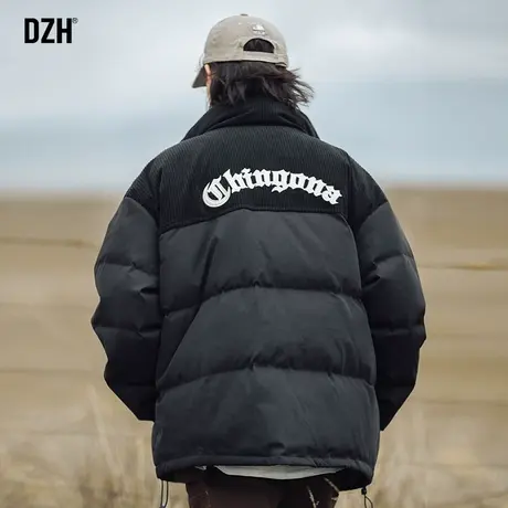 男士黑色立领棉服男冬季加厚潮牌休闲棉衣外套宽松男装2023新款潮商品大图