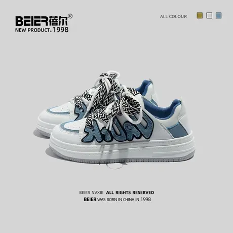 小白鞋女2022新款鞋子女ins潮原宿港风韩版小众百搭学生厚底板鞋商品大图