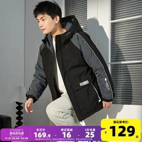 唐狮2022冬季新款棉衣男拼接工装外套加厚保暖棉服学生宽松棉袄潮图片