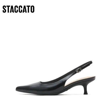 思加图新款奶油鞋通勤包头一脚蹬尖头细跟凉鞋女A8736AH2商品大图