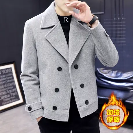 ins个性潮牌仿水貂绒外套男士秋冬加绒加厚短款风衣帅气冬装夹克商品大图