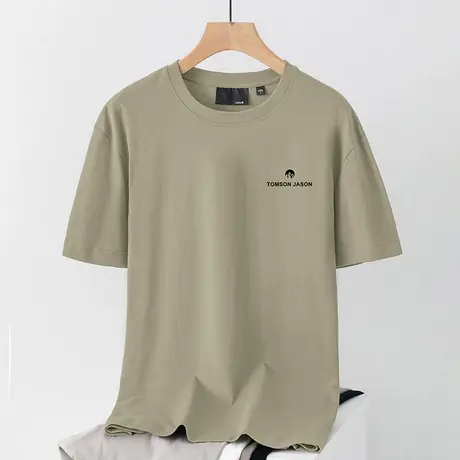 250g重磅短袖t恤男纯棉宽松上衣服潮流字母印花圆领体恤全棉半袖商品大图