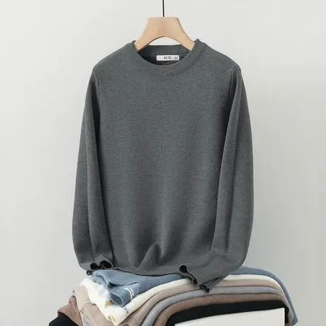 圆领毛衣男秋冬季内搭打底衫加绒保暖针织衫加厚一体绒毛衫毛线衣商品大图