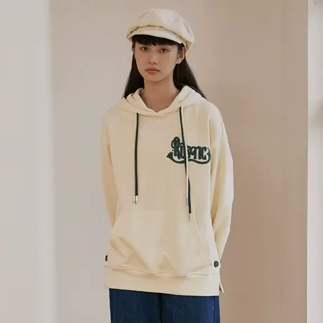 omont蛋挞家 复古字母毛巾绣连帽卫衣女秋季宽松bf慵懒风上衣新款商品大图