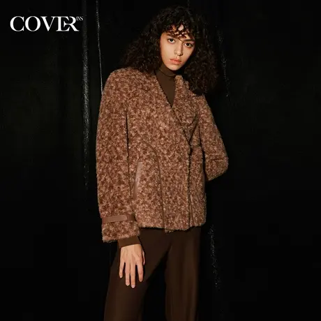COVER冬季细支羊毛夹花羊剪绒外套商品大图