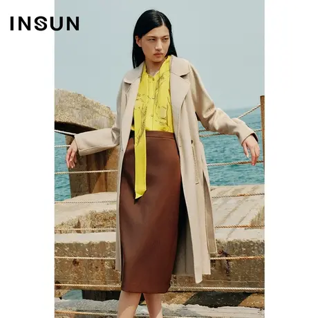 INSUN恩裳冬季骨感山羊绒毛呢大衣外套图片