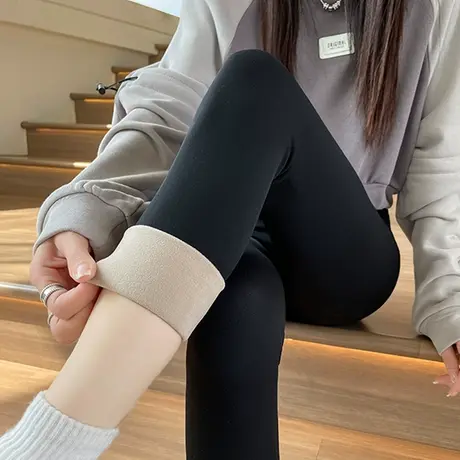 黑色加绒鲨鱼裤女外穿秋冬季新款高腰紧身显瘦加厚提臀芭比打底裤商品大图