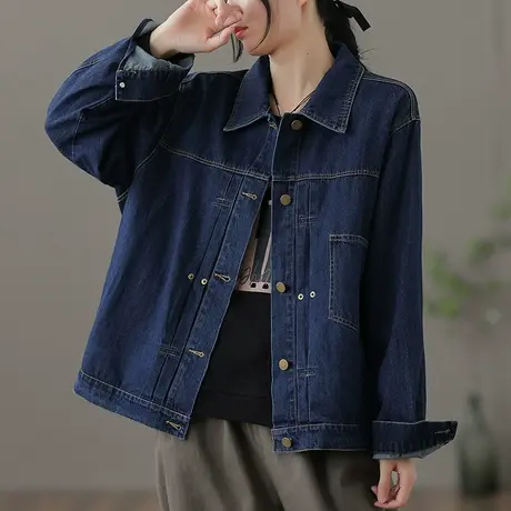 dza 复古宽松牛仔外套女士短款休闲上衣秋季新款百搭显瘦外搭夹克图片