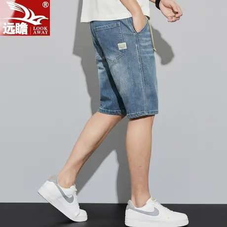 夏季薄款牛仔短裤男士2023新款潮牌弹力休闲裤子男宽松直筒五分裤商品大图
