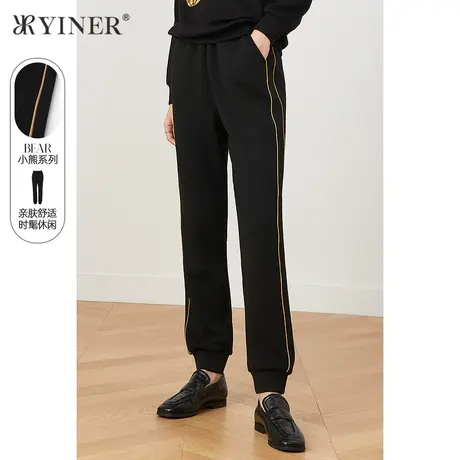 *YINER音儿奥莱女装2021秋季侧边条纹运动休闲裤图片