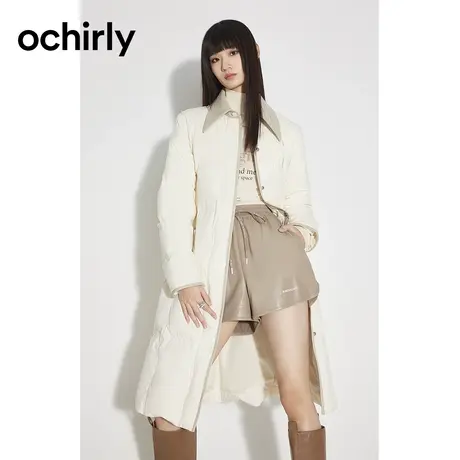 ochirly欧时力 腰带西装羽绒服大衣女新款秋冬皮革领外套女神范商品大图