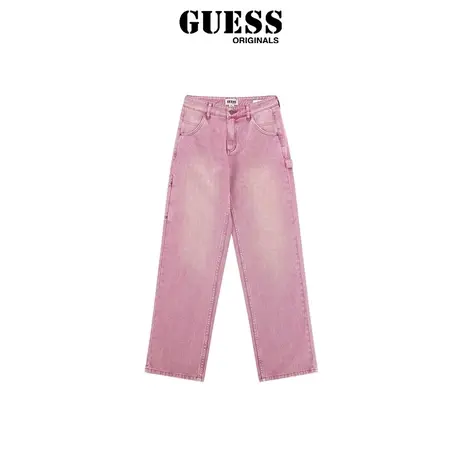 【38上新季】GUESS Originals 24年新款春女士粉嫩宽松直筒牛仔裤商品大图