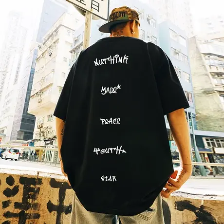 Nuthink美式街头重磅嘻哈短袖男潮牌潮流美潮字母t恤夏季大码半袖图片