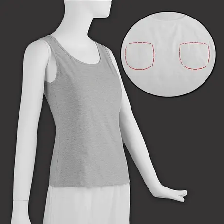 防凸点背心老年人大码不显胸带胸垫一体式内衣棉睡衣女妈妈商品大图