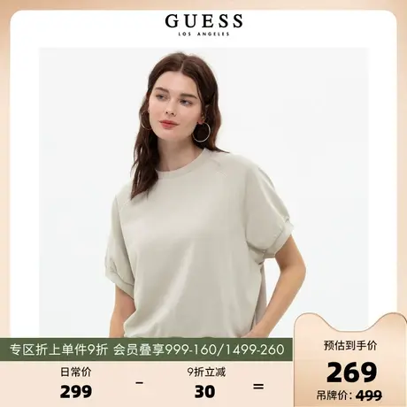 GUESS2023新款女士圆领简约插肩袖宽松休闲短袖T恤-Q3PP18K2Q40商品大图