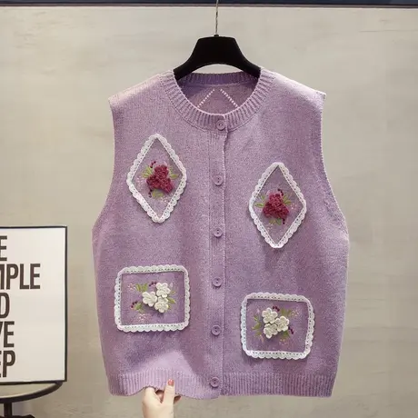 圆领针织开衫马甲背心女2023秋装新款宽松外穿马夹外搭毛衣坎肩潮商品大图