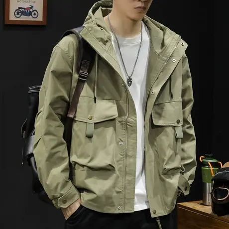 冲锋衣男外套春秋男装工装潮牌连帽男款上衣男士夹克秋季2023新款图片