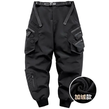 VIP秋冬裤子男机能工装裤潮牌痞帅多口袋加绒加厚运动束脚休闲裤图片