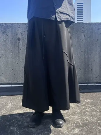 山本耀司暗黑设计感小众宽松阔腿裤男女款个性九分休闲大直筒裤裙图片