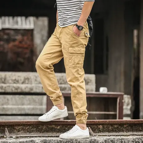 迷彩长裤户外越野战术全棉耐磨运动男士休闲裤多口袋修身小脚裤商品大图